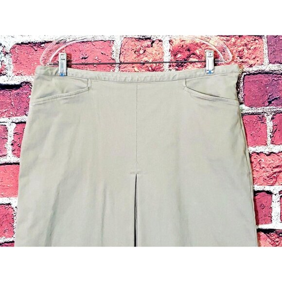 Talbots Stretch Chino Front Pleat Knee Length Khaki Skirt with Pockets Womens 16 - Picture 5 of 10